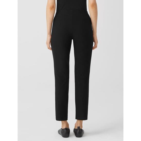 Eileen Fisher Large Stretch Crepe Slim Ankle Pants Black EETK - Picture 5 of 11